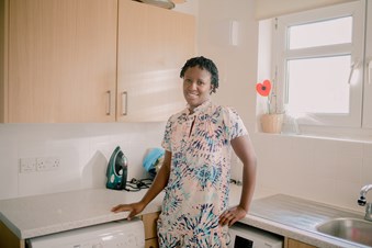Woman in home kitchen